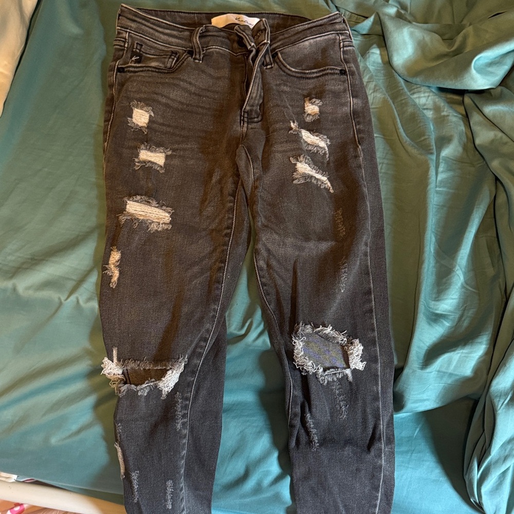 KanCan Ripped Charcoal Skinny Jeans